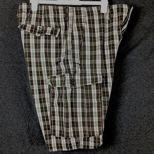 Levis Plaid Cargo Shorts Mens 36 Gray Y2K 90s Gorpcore Utility Casual